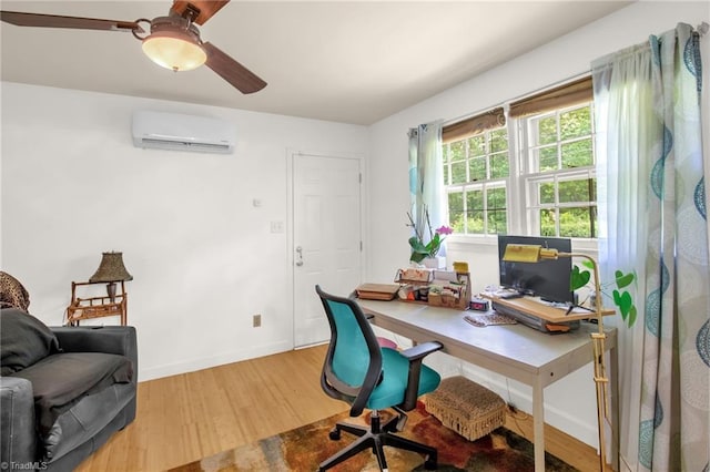 206 Westwood Dr, Kernersville, NC 27284 - office featuring ceiling fan, light wood-style flooring, baseboards, and a wall mounted AC