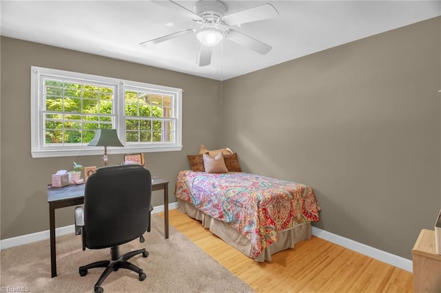 206 Westwood Dr, Kernersville, NC 27284 - bedroom with baseboards, a ceiling fan, and wood finished floors
