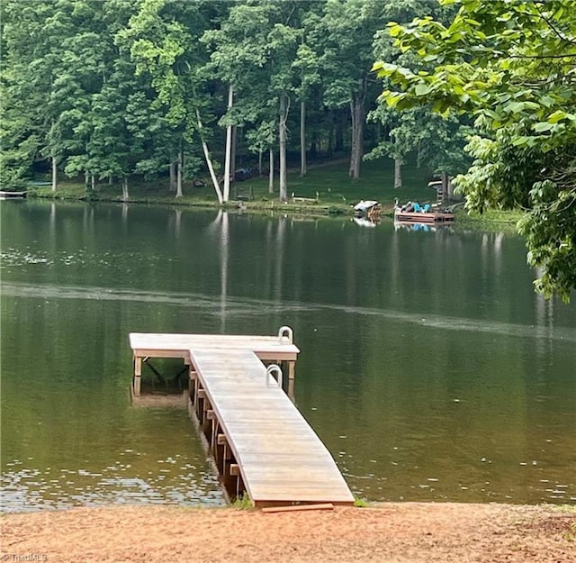 view of dock featuring a water view