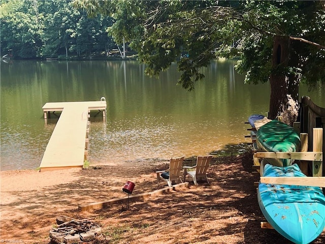 dock area featuring a water view