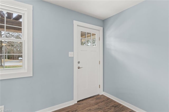 foyer entrance with dark hardwood / wood-style flooring