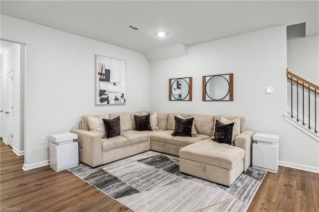 living room featuring hardwood / wood-style flooring