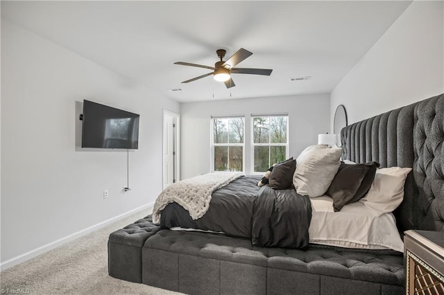 bedroom with carpet flooring and ceiling fan