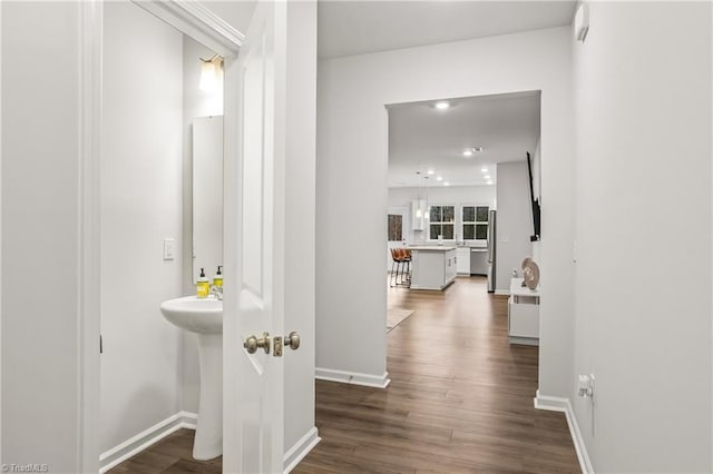 hall featuring dark hardwood / wood-style flooring