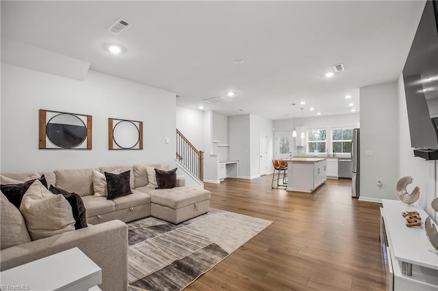 living room featuring hardwood / wood-style flooring