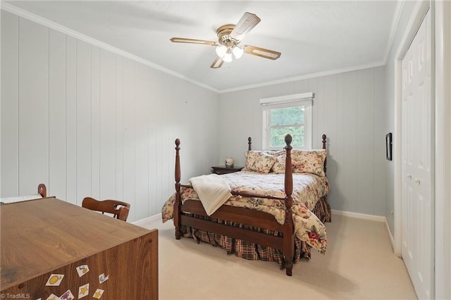 174 Sunny Knoll Ln, Boone, NC 28607 - bedroom with carpet floors, ornamental molding, ceiling fan, and a closet