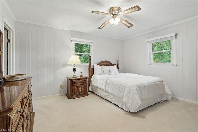 174 Sunny Knoll Ln, Boone, NC 28607 - bedroom with multiple windows, carpet floors, crown molding, and ceiling fan
