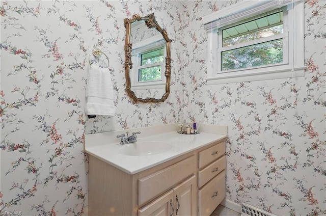 174 Sunny Knoll Ln, Boone, NC 28607 - bathroom featuring wallpapered walls and vanity