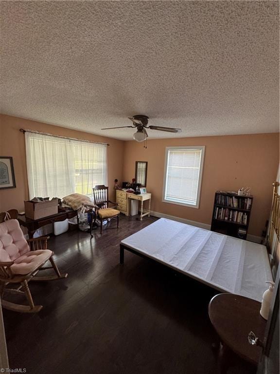 209 Abernathy St NW, Lenoir, NC 28645 - bedroom featuring wood finished floors, a textured ceiling, and a ceiling fan
