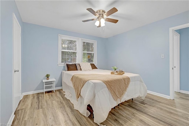 2102 Bothwell St, Greensboro, NC 27401 - bedroom with light wood-type flooring, baseboards, and ceiling fan