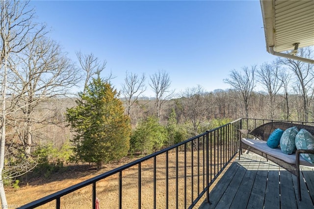 balcony with a forest view