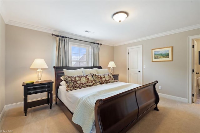 5459 Brookberry Farm Rd, Winston-Salem, NC 27106 - bedroom featuring baseboards, light colored carpet, and ornamental molding