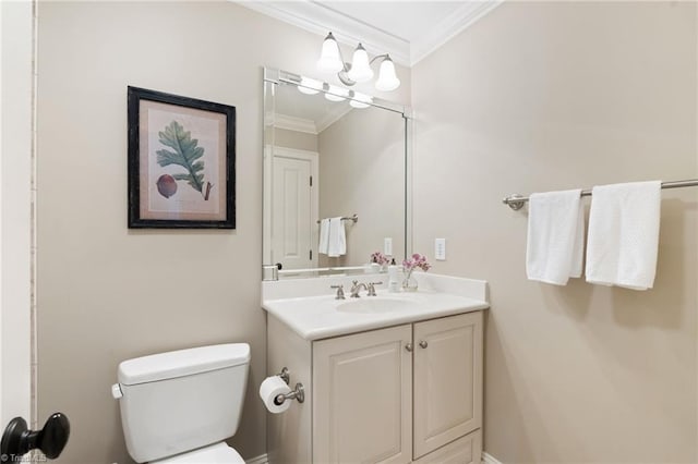 5459 Brookberry Farm Rd, Winston-Salem, NC 27106 - bathroom featuring crown molding, vanity, and toilet