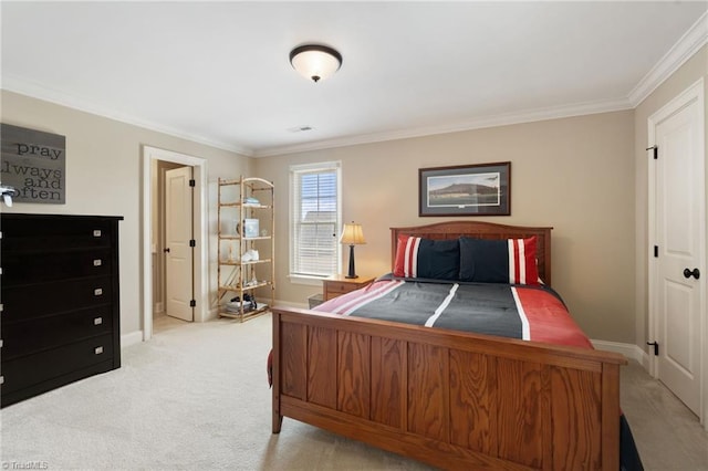 5459 Brookberry Farm Rd, Winston-Salem, NC 27106 - bedroom with light carpet, crown molding, and baseboards