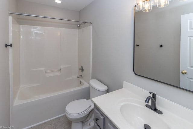 7905 Cress Ct, Oak Ridge, NC 27310 - bathroom featuring vanity, toilet, and shower / bath combination