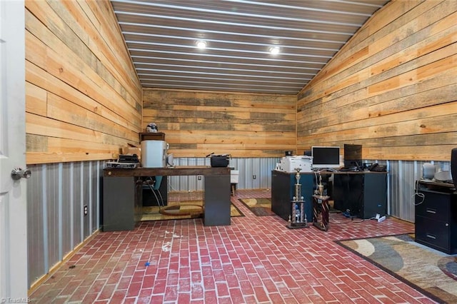207 Bingham St, Carthage, NC 28327 - office featuring brick patterned flooring and wooden walls