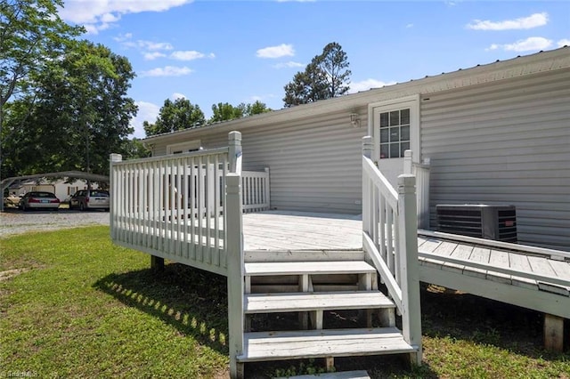 207 Bingham St, Carthage, NC 28327 - wooden deck with central AC and a yard