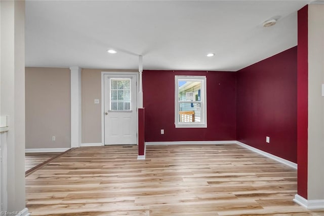 207 Bingham St, Carthage, NC 28327 - empty room with light wood finished floors, baseboards, and recessed lighting