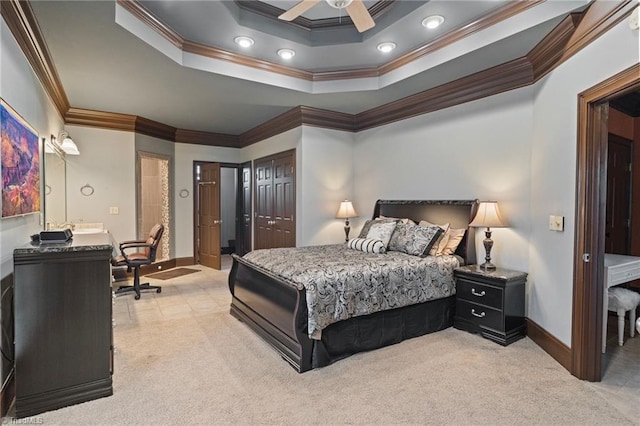 265 Phillip Henderson Rd, Rutherfordton, NC 28139 - bedroom with ornamental molding, baseboards, light colored carpet, an office area, and a closet