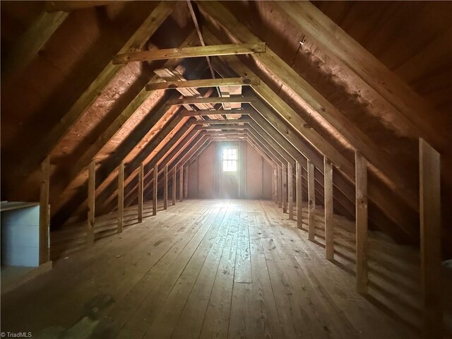 view of unfinished attic