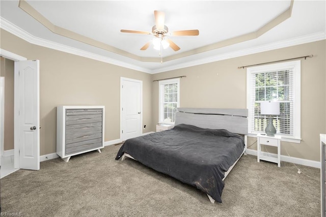 4455 Greystone Place Ct, Winston-Salem, NC 27106 - carpeted bedroom featuring a raised ceiling, crown molding, and ceiling fan