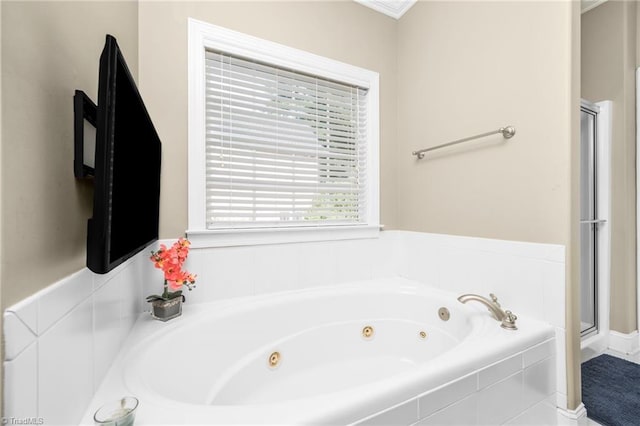 4455 Greystone Place Ct, Winston-Salem, NC 27106 - bathroom with a jetted tub and a shower stall