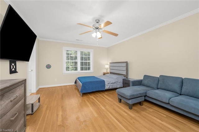4455 Greystone Place Ct, Winston-Salem, NC 27106 - bedroom featuring light wood finished floors, crown molding, and ceiling fan