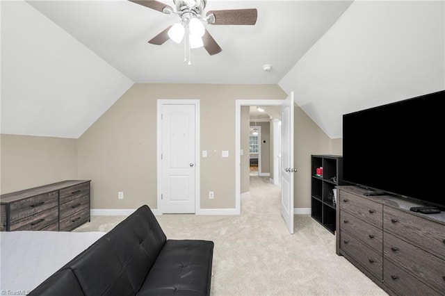 4455 Greystone Place Ct, Winston-Salem, NC 27106 - bedroom featuring lofted ceiling, light colored carpet, and ceiling fan