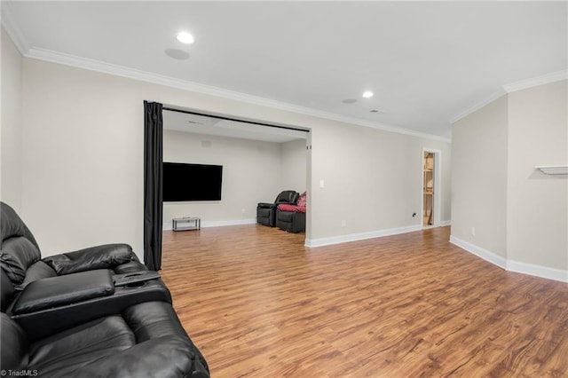 4455 Greystone Place Ct, Winston-Salem, NC 27106 - living room with wood finished floors, ornamental molding, and recessed lighting