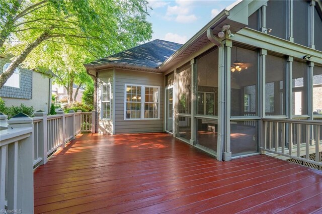 4455 Greystone Place Ct, Winston-Salem, NC 27106 - wooden terrace with a sunroom