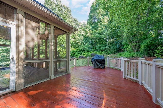 4455 Greystone Place Ct, Winston-Salem, NC 27106 - deck with a grill and a sunroom
