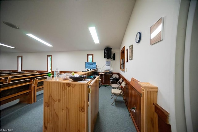 interior space featuring lofted ceiling