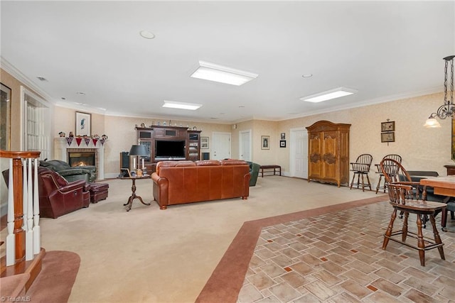 4432 Bent Tree Farm Rd, Winston-Salem, NC 27104 - living area with ornamental molding and a glass covered fireplace