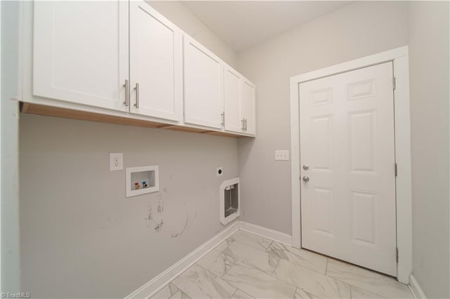 washroom with cabinets, washer hookup, and hookup for an electric dryer