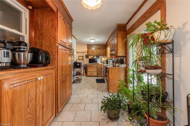 kitchen with light tile patterned floors