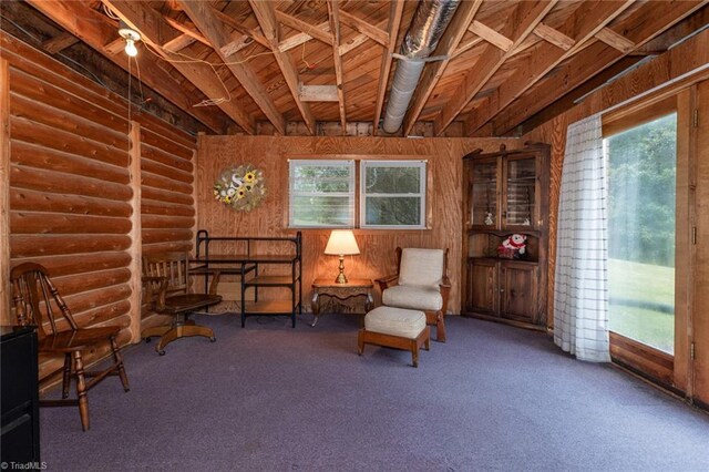 sitting room featuring carpet flooring