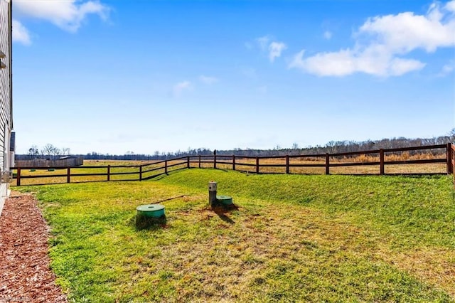 view of yard with a rural view