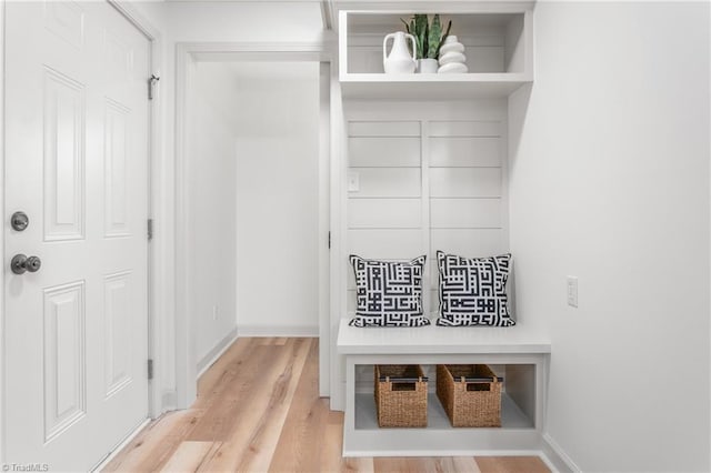 mudroom with light wood-type flooring