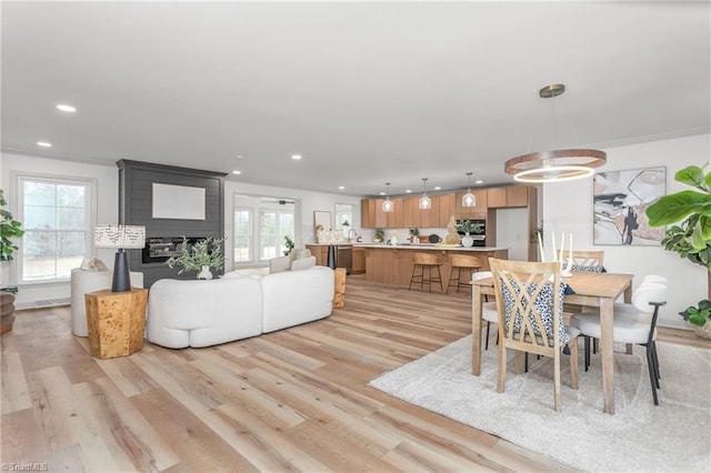 dining room with light hardwood / wood-style floors