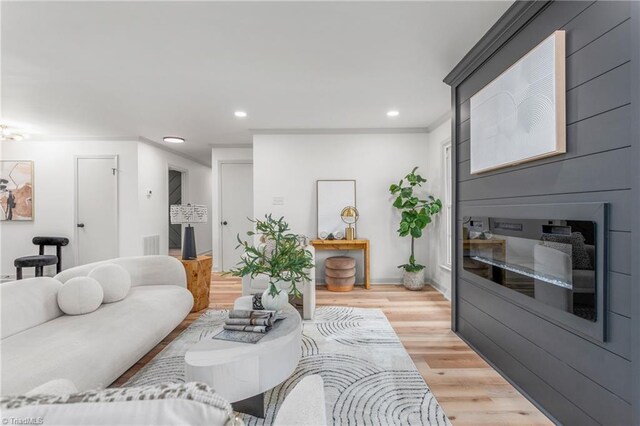 living room featuring light wood-type flooring