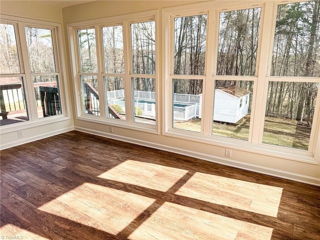 view of unfurnished sunroom