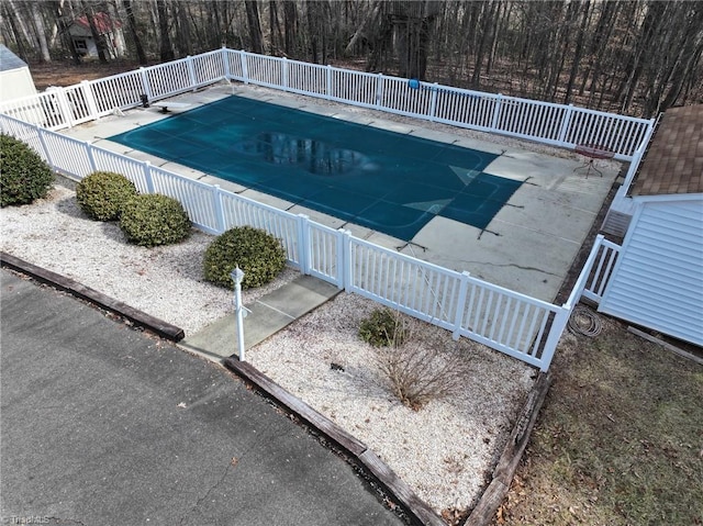 view of swimming pool with a patio