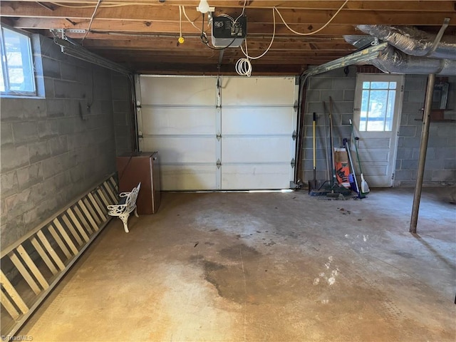 garage with a garage door opener