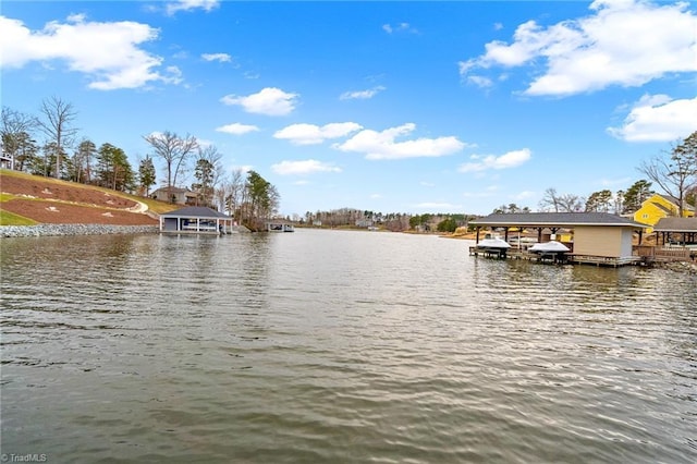 water view with a boat dock