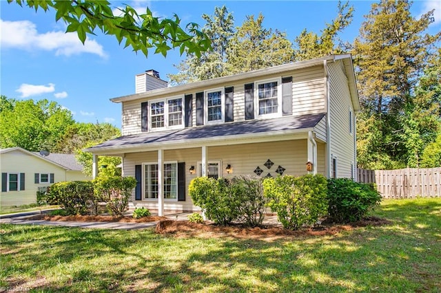316 Marylebone Dr, Kernersville, NC 27284 - colonial home with a chimney and a porch