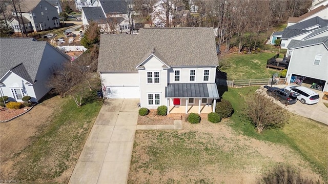 drone / aerial view featuring a residential view
