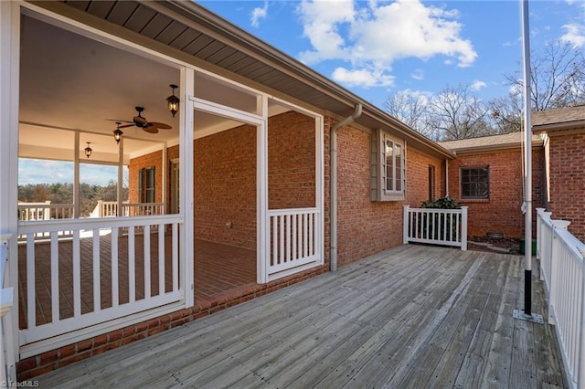 deck featuring ceiling fan