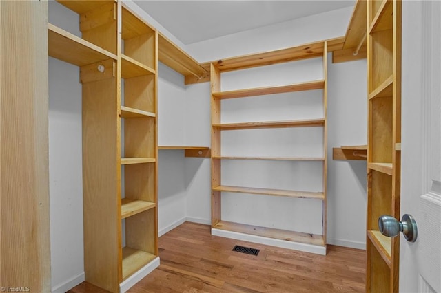 spacious closet with light hardwood / wood-style floors