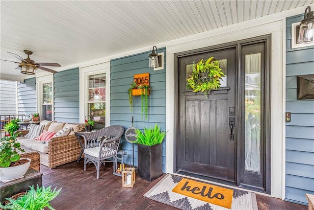 2065 Craig St, Winston-Salem, NC 27103 - property entrance featuring covered porch and ceiling fan