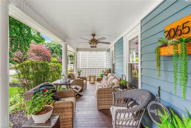 2065 Craig St, Winston-Salem, NC 27103 - porch featuring ceiling fan and outdoor lounge area